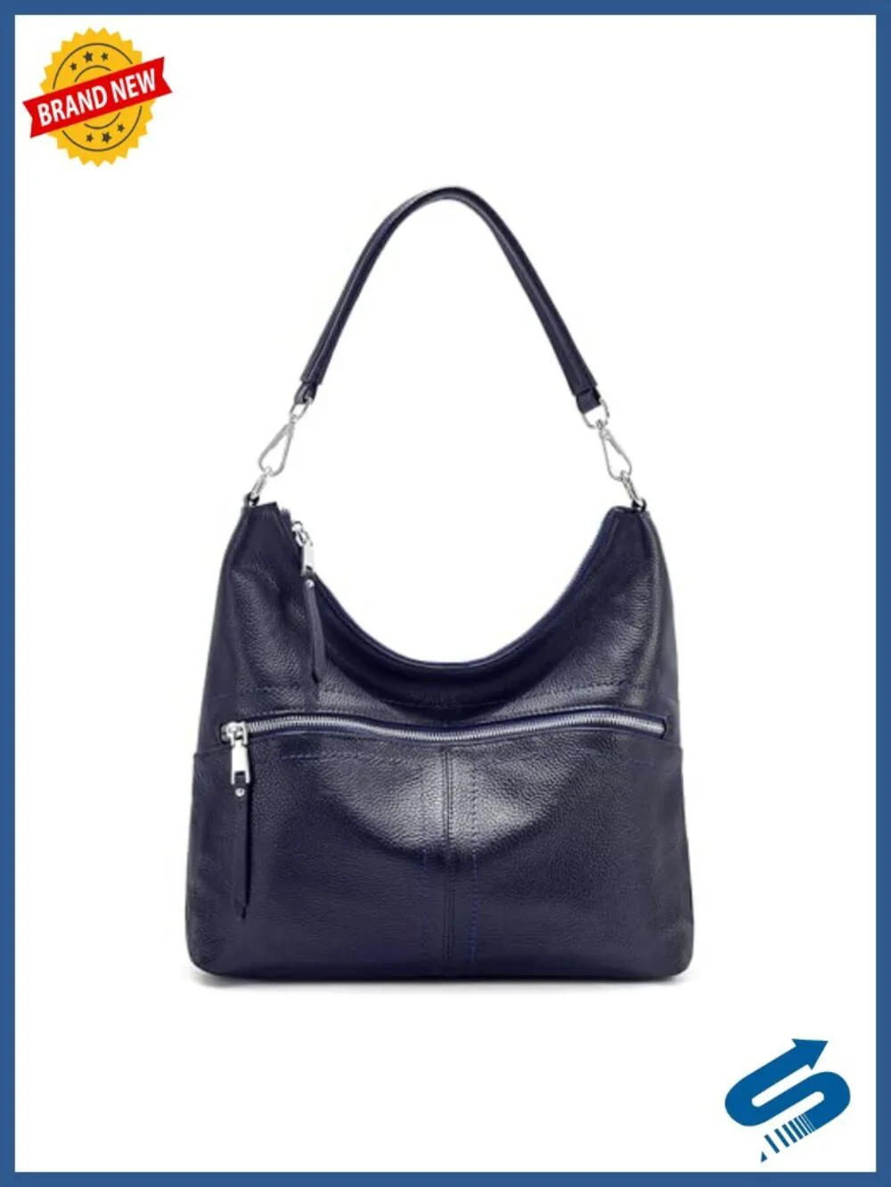 Genuine Leather Hobo Bag with Detachable Strap and Coin Purse